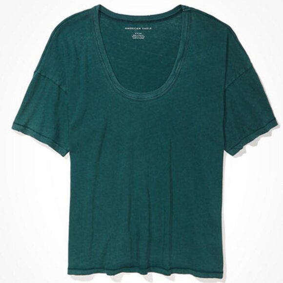 BOGO NWT American Eagle AE Oversized True Tee Deep Forest Green Size Medium - Picture 1 of 5